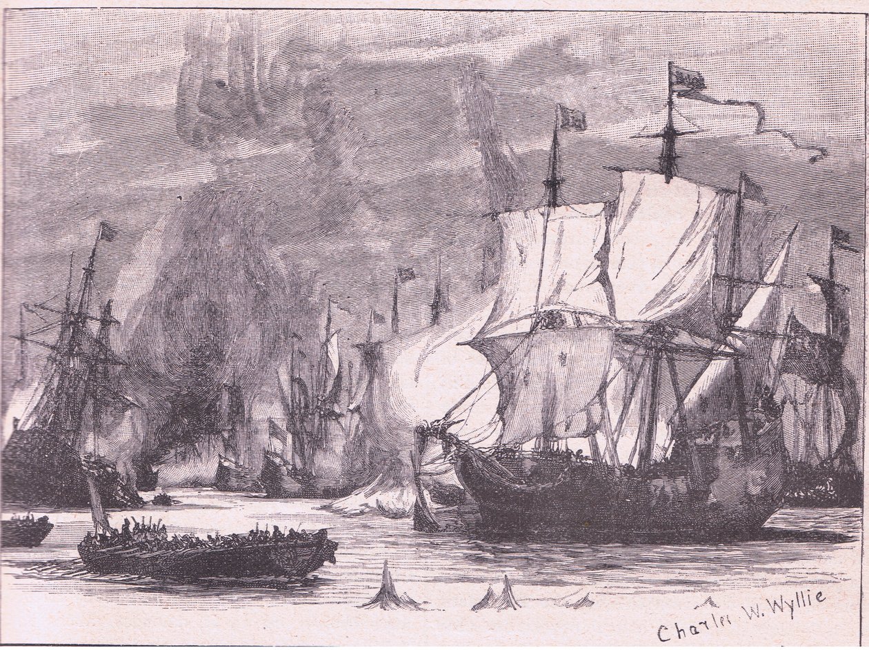 Sjøkamp utenfor Kapp Passaro 1718 e.Kr av Charles William Wyllie