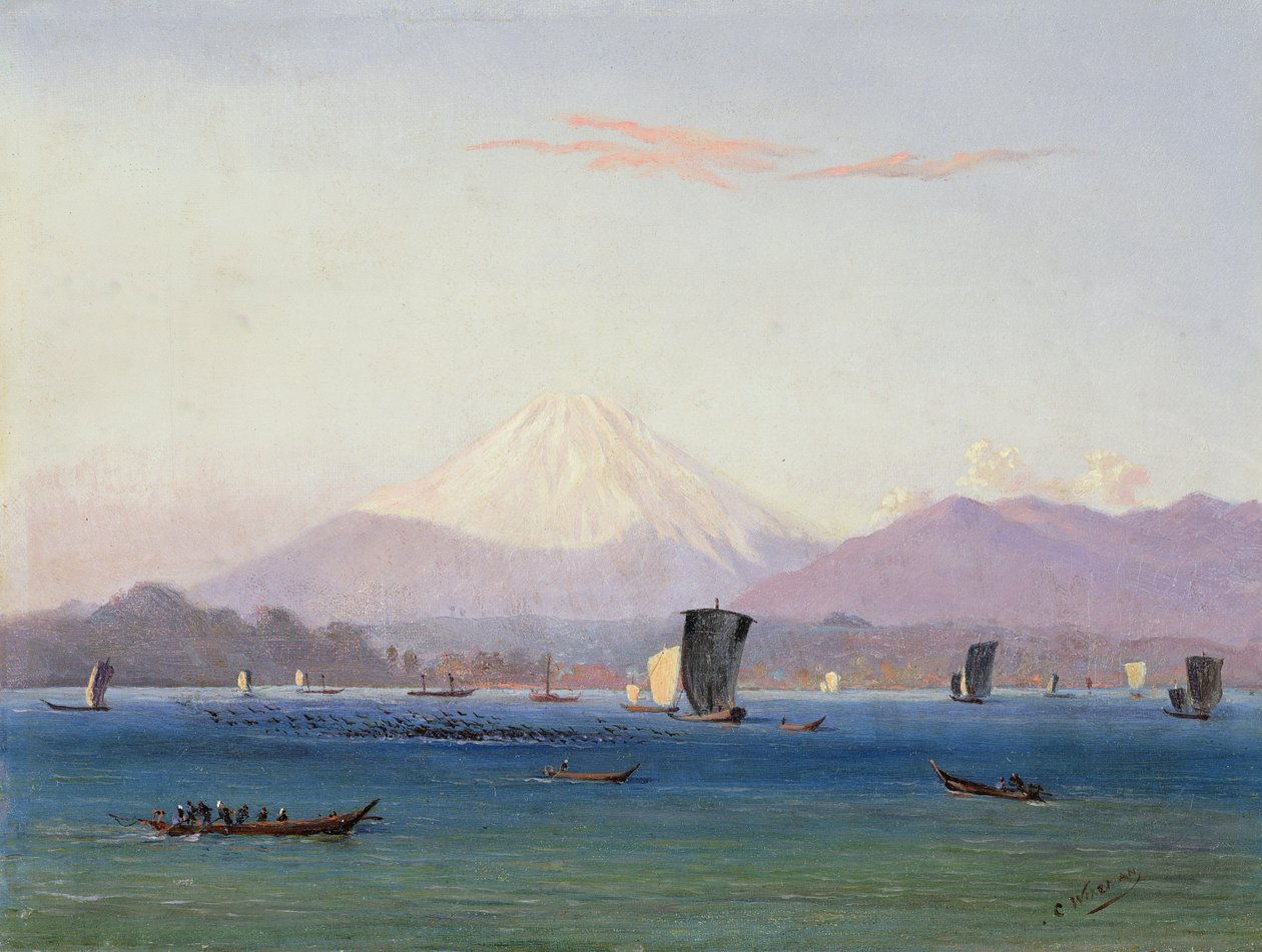 Utsikt over Fuji-fjellet av Charles Wirgman