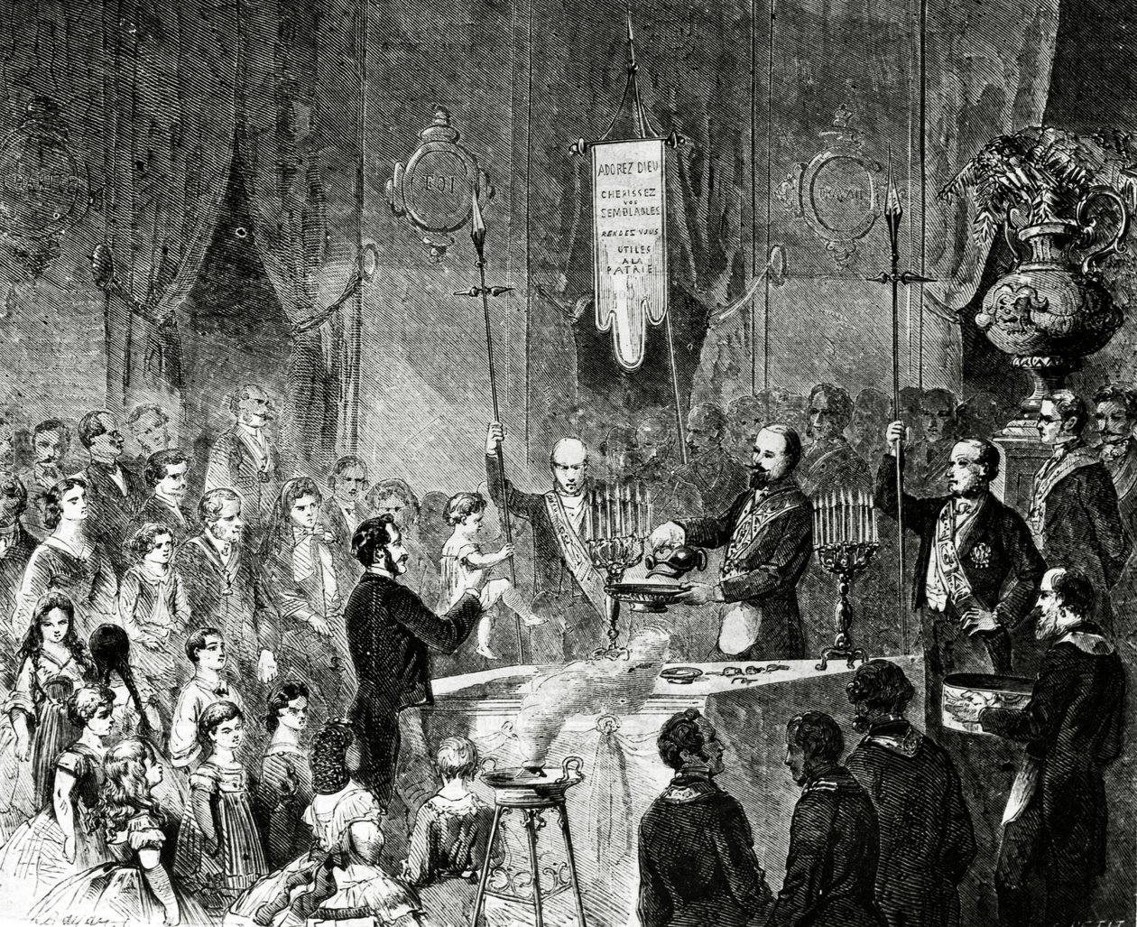En frimurerisk dåp i Lodge of Fraternal Friendship, Grand Orient de France, Paris, 1861 av Charles Yriarte