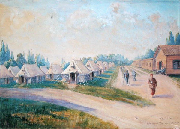 The Convalescent Quarter of the Canadian Military Hospital at St. Cloud (akvarell på papir) av Charles Andre Igounet de Villers