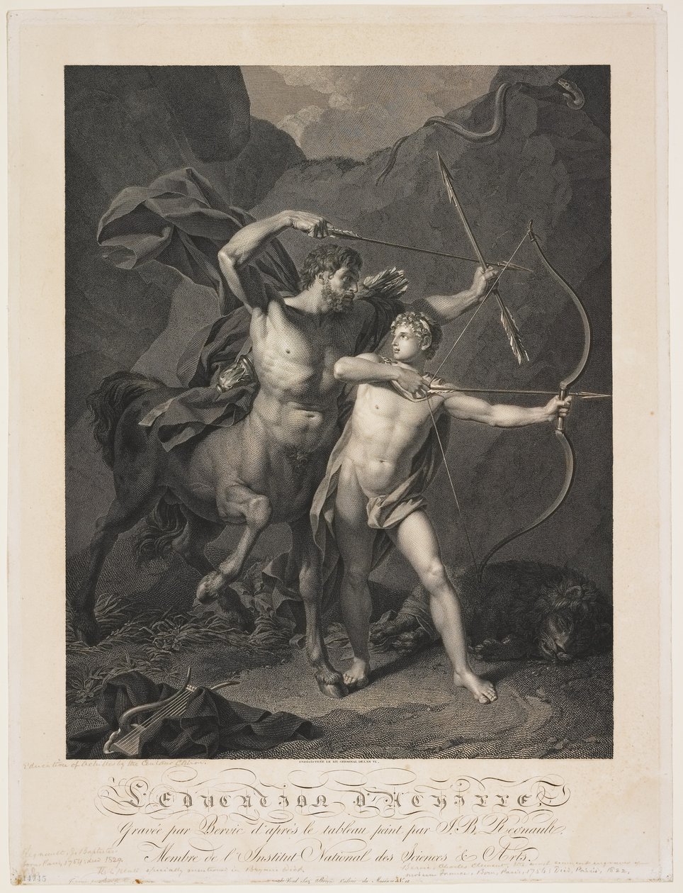 The Education of Achilles av Centaur Chiron av Charles Clément Bervic