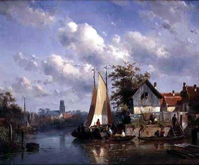 En sommerscene (olje på lerret) av Charles Henri Joseph Leickert