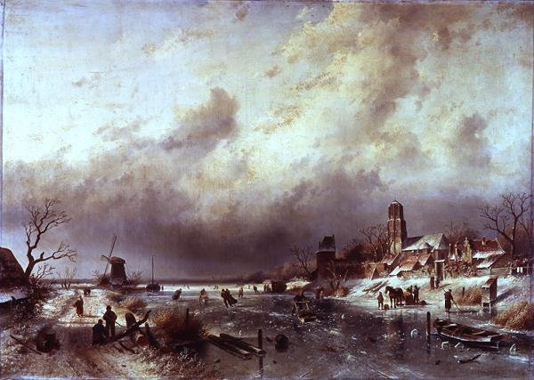 Frossen elvescene av Charles Henri Joseph Leickert