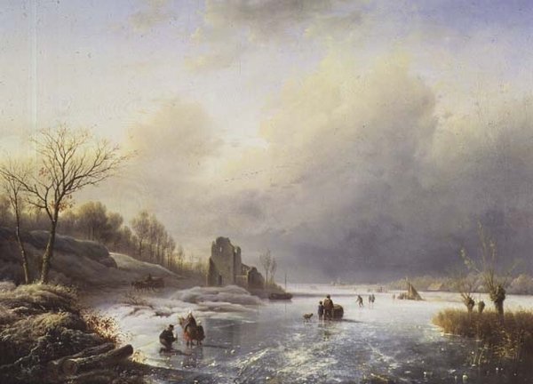 Vinterscene av Charles Henri Joseph Leickert