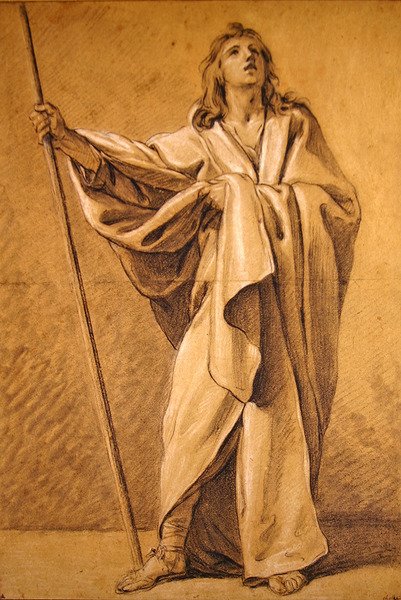 Studie av Saint Roch (svart og hvitt kritt på papir) av Charles Michel Ange Challe