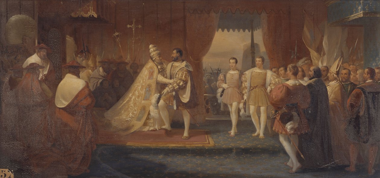 Intervju med François I og pave Clement VIII i Marseille. 13. oktober 1533 av Charles Philippe Lariviere