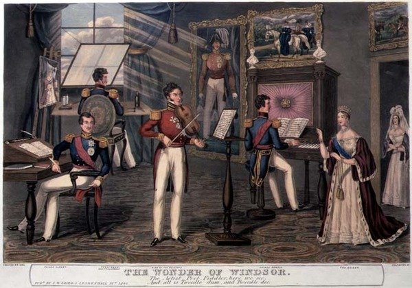The Wonder of Windsor: The Artist, Poet, Fiddler Here We See, And all is Tweedle-dum og Tweedle Dee, ca. 1841 av Charles Hunt