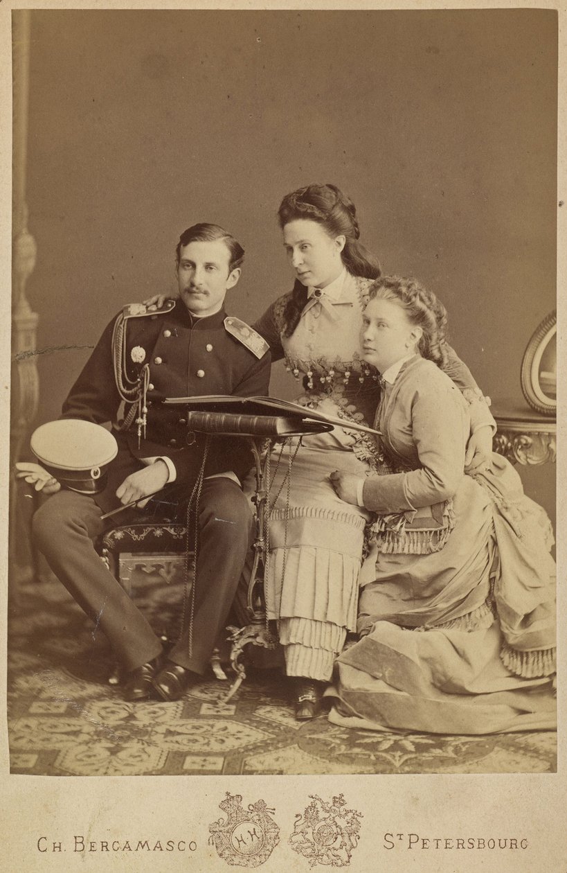 Alexandra Iossifovna av Russland (nee prinsesse Alexandra av Saxe Altenburg), Nicholas Constantinovitch av Russland og Vera Constantinovna av Russland - Storhertuginne Alexandra Iosifovna, storhertug Nicholas Constantinovich og storhertuginne Vera Constant av Charles Bergamasco