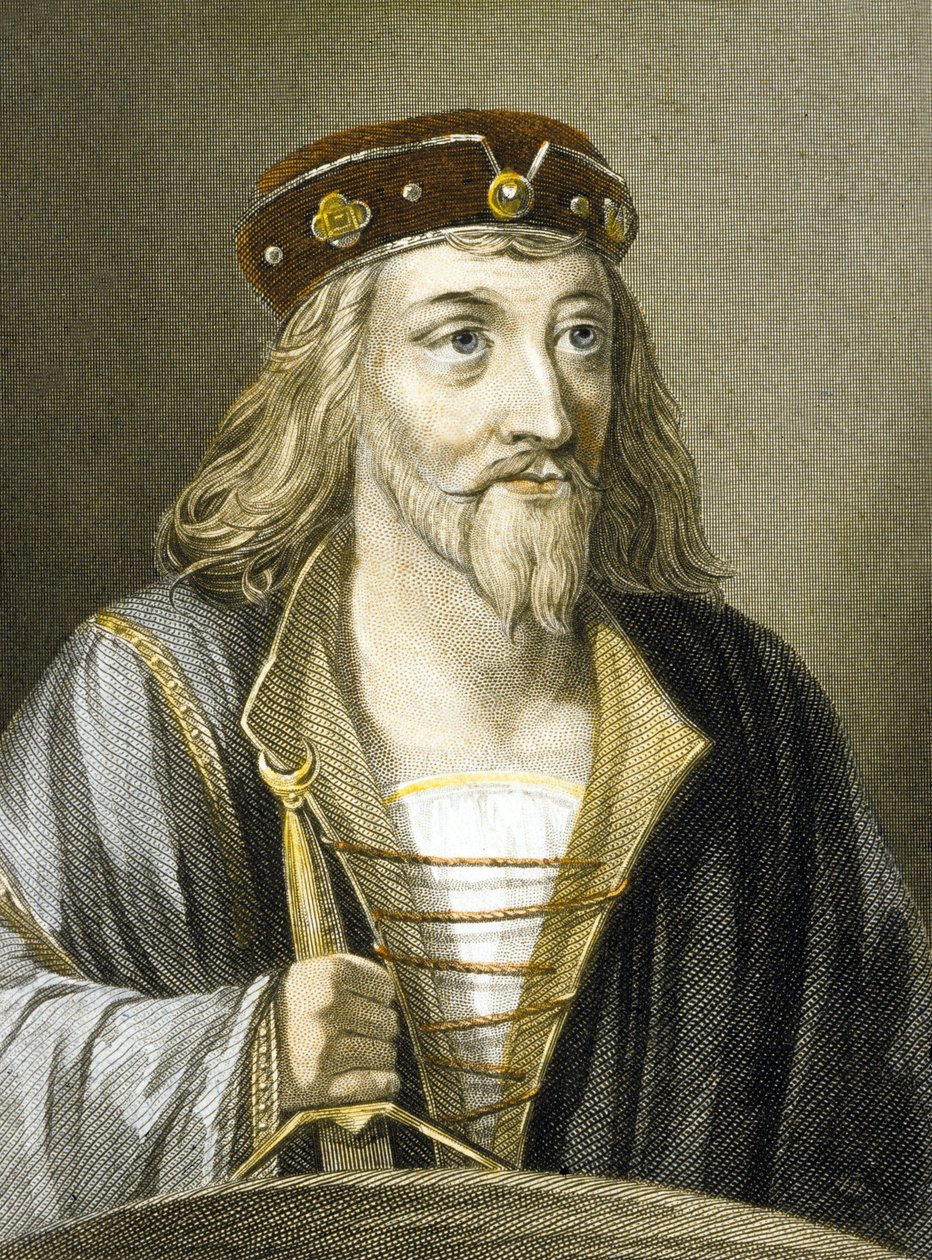 James I av Skottland (farget gravering) av Charles (after) Holl