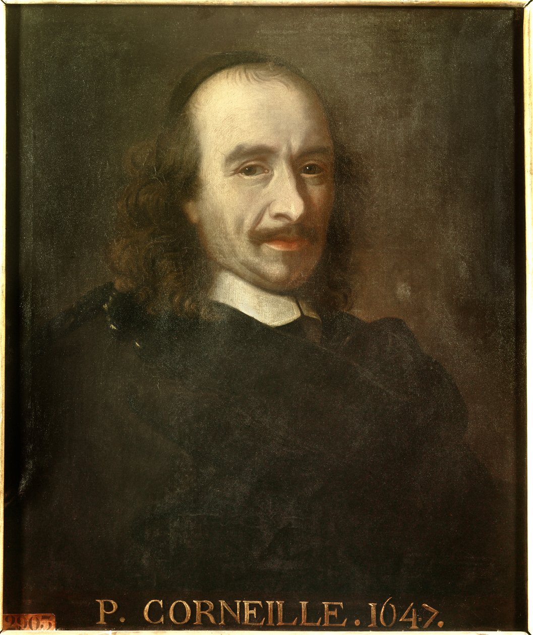 Portrett av Pierre Corneille (1606-1684) fransk dramatisk poet. Anonymt maleri av Charles Lebrun (Le Brun) (1619-1690). Versailles, slott i Versailles og Trianon. av Charles (after) Le Brun