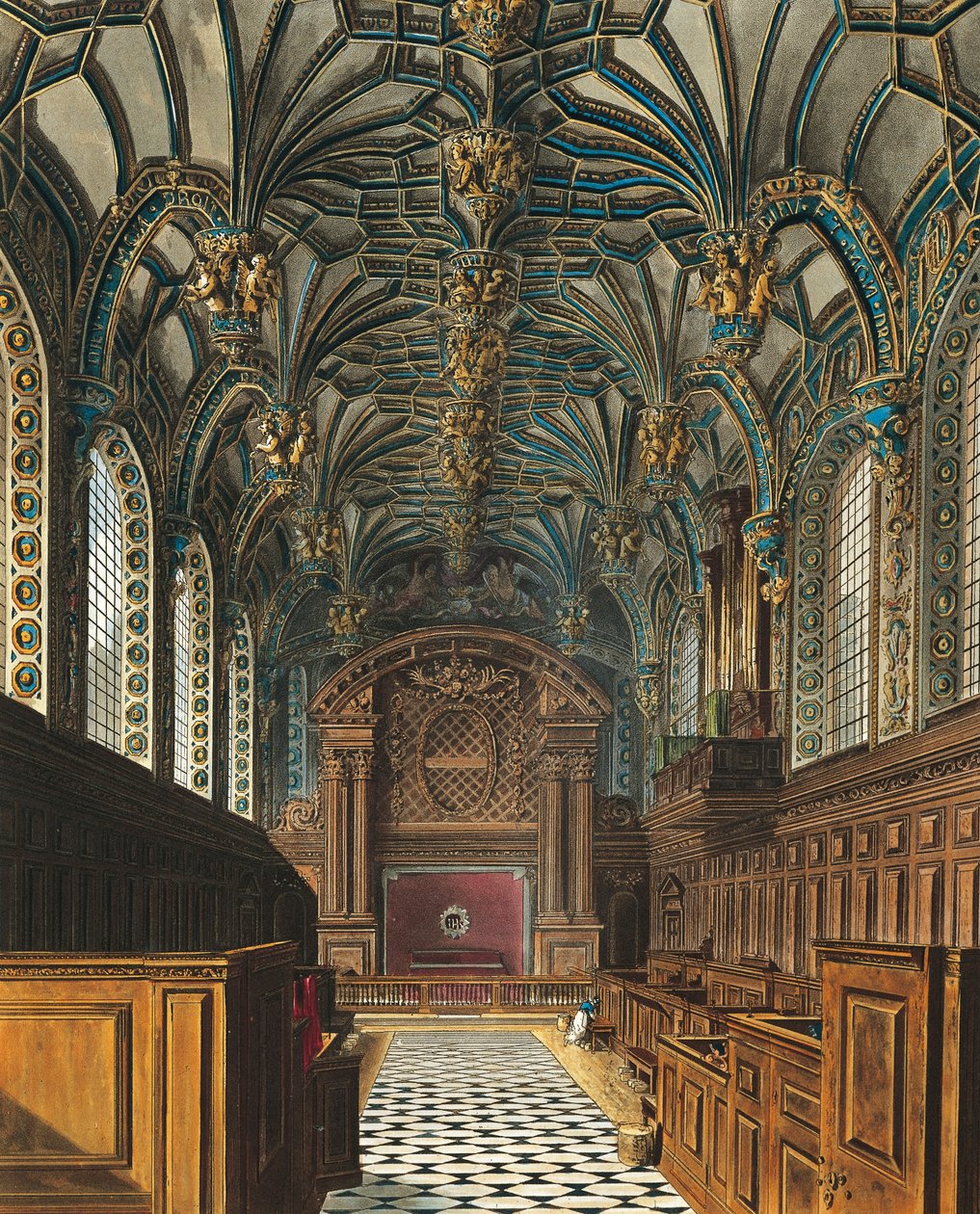 Kapellet til Hampton Court Royal Palace av Charles (after) Wild