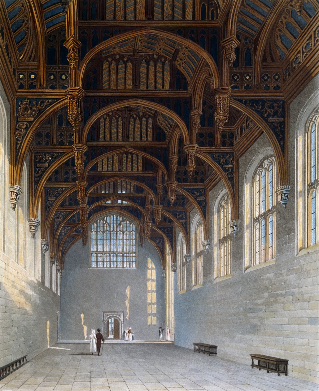 Gothic Hall, gravering av William James Bennett (1787-1844), Basert på design av Charles Wild (1781-1835), Fra The History of the Royal Residences av Charles (after) Wild