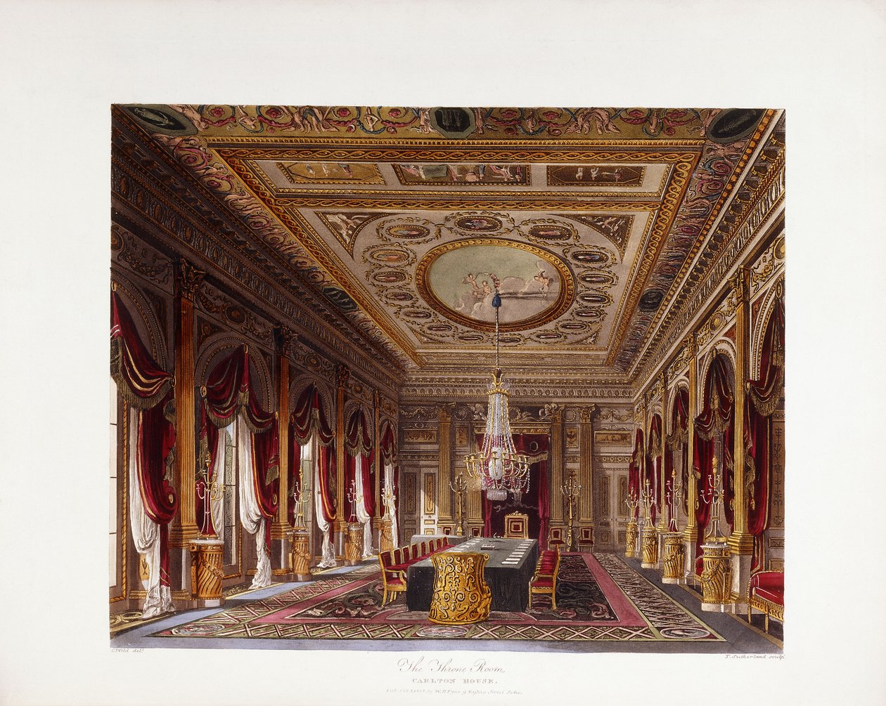 The Throne Room, Carlton House av Charles (after) Wild