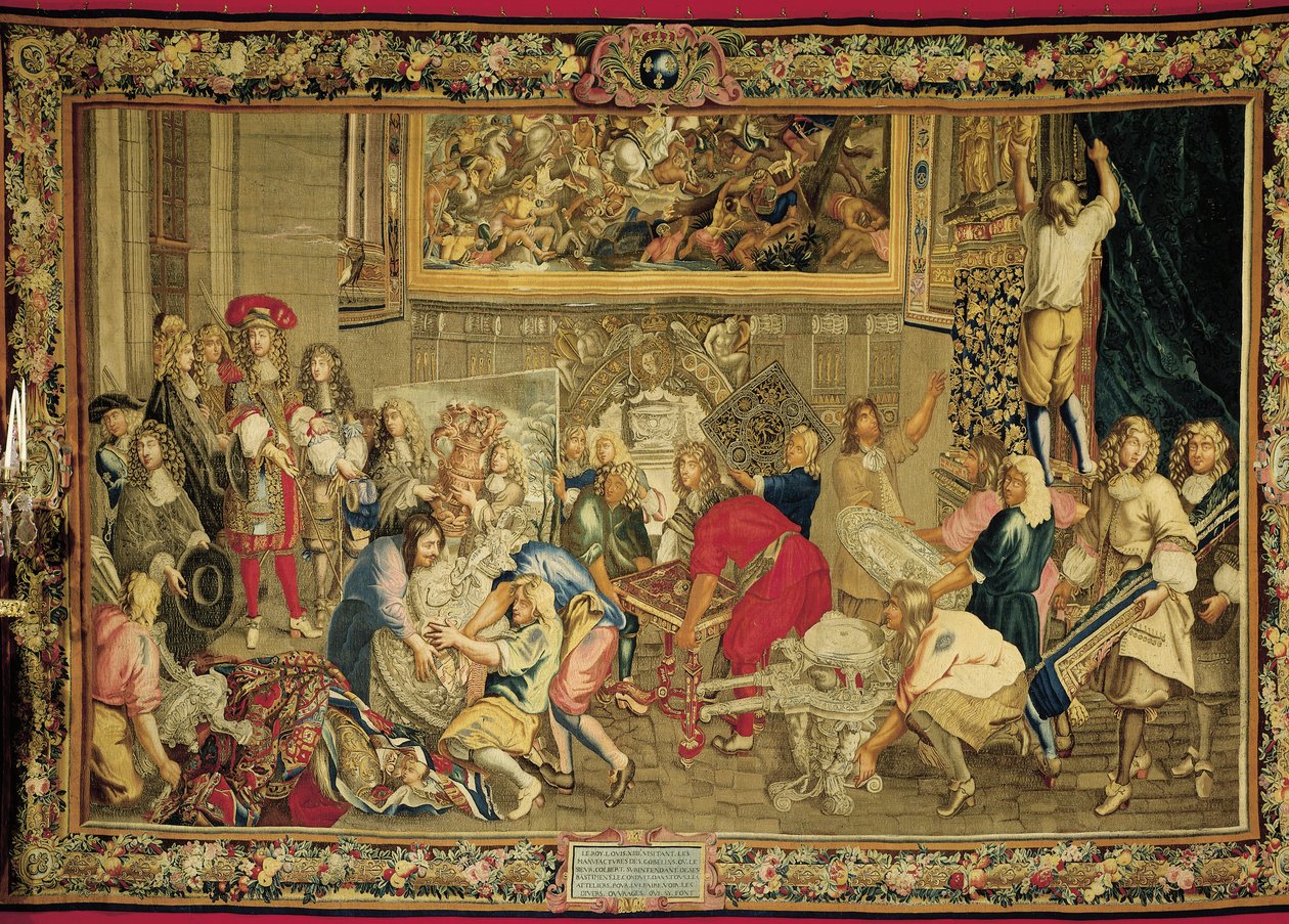 Louis XIV besøker Gobelins-fabrikken av Charles (studio of ) Le Brun