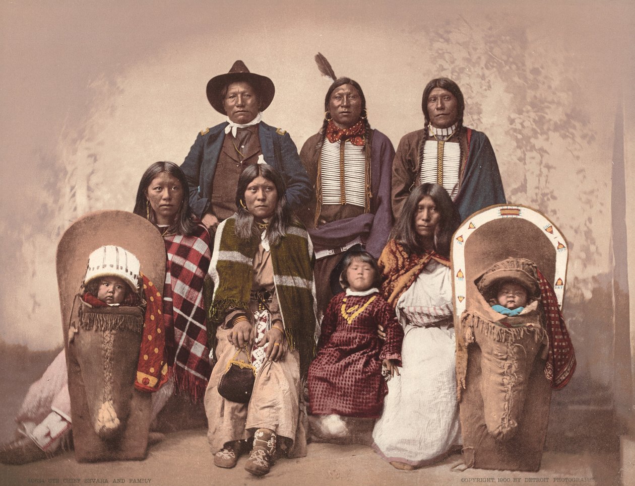 Ute-sjef Severo og familie av Charles A. Nast, Detroit Photographic Company