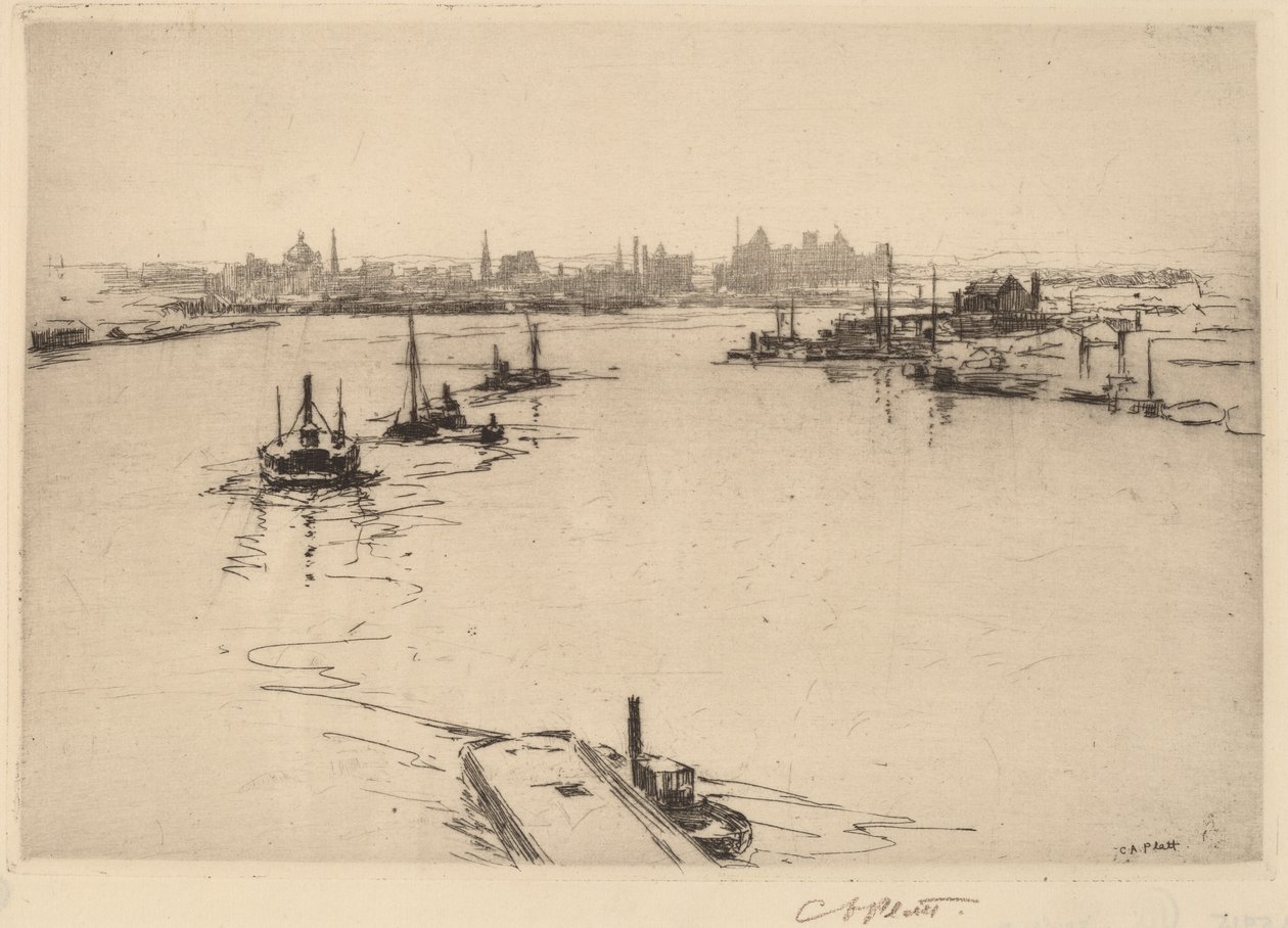 Williamsburg fra broen (skisse) av Charles A. Platt