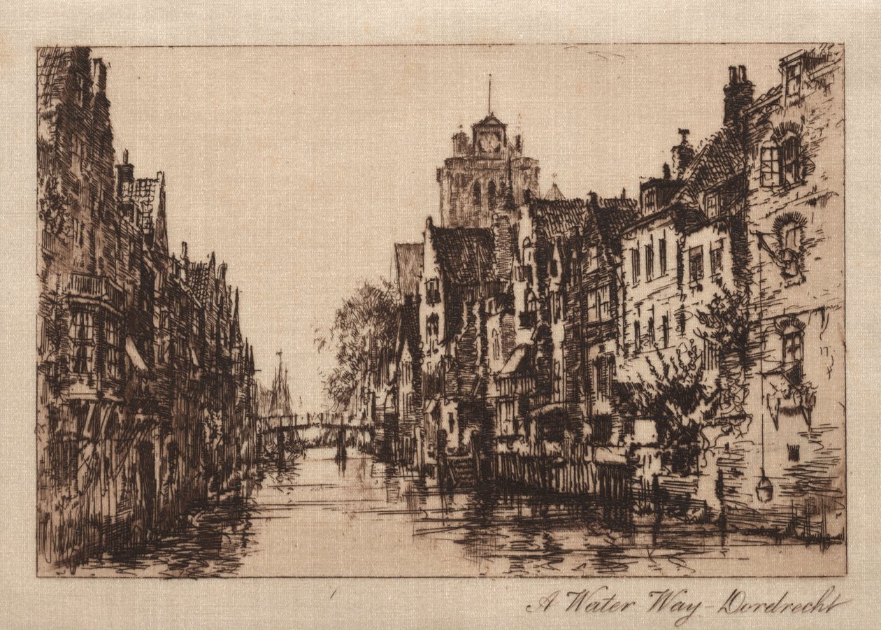 A Waterway, Dordrecht, 1885. av Charles A. Vanderhoof