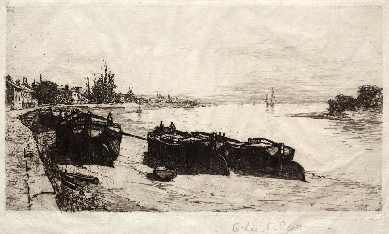 Mud Boats on Themsen, 1883. av Charles Adams Platt