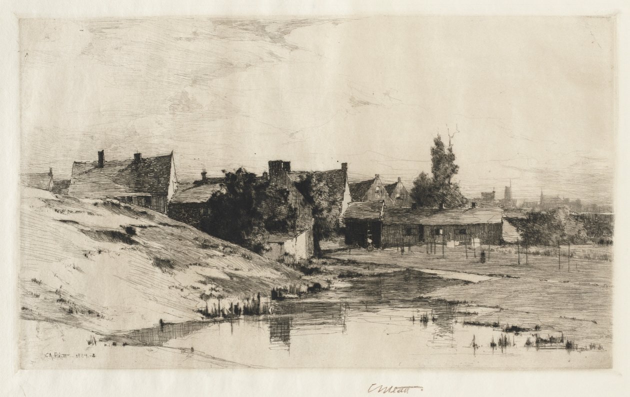 Gamle hus nær Brugge, 1884-1888. av Charles Adams Platt