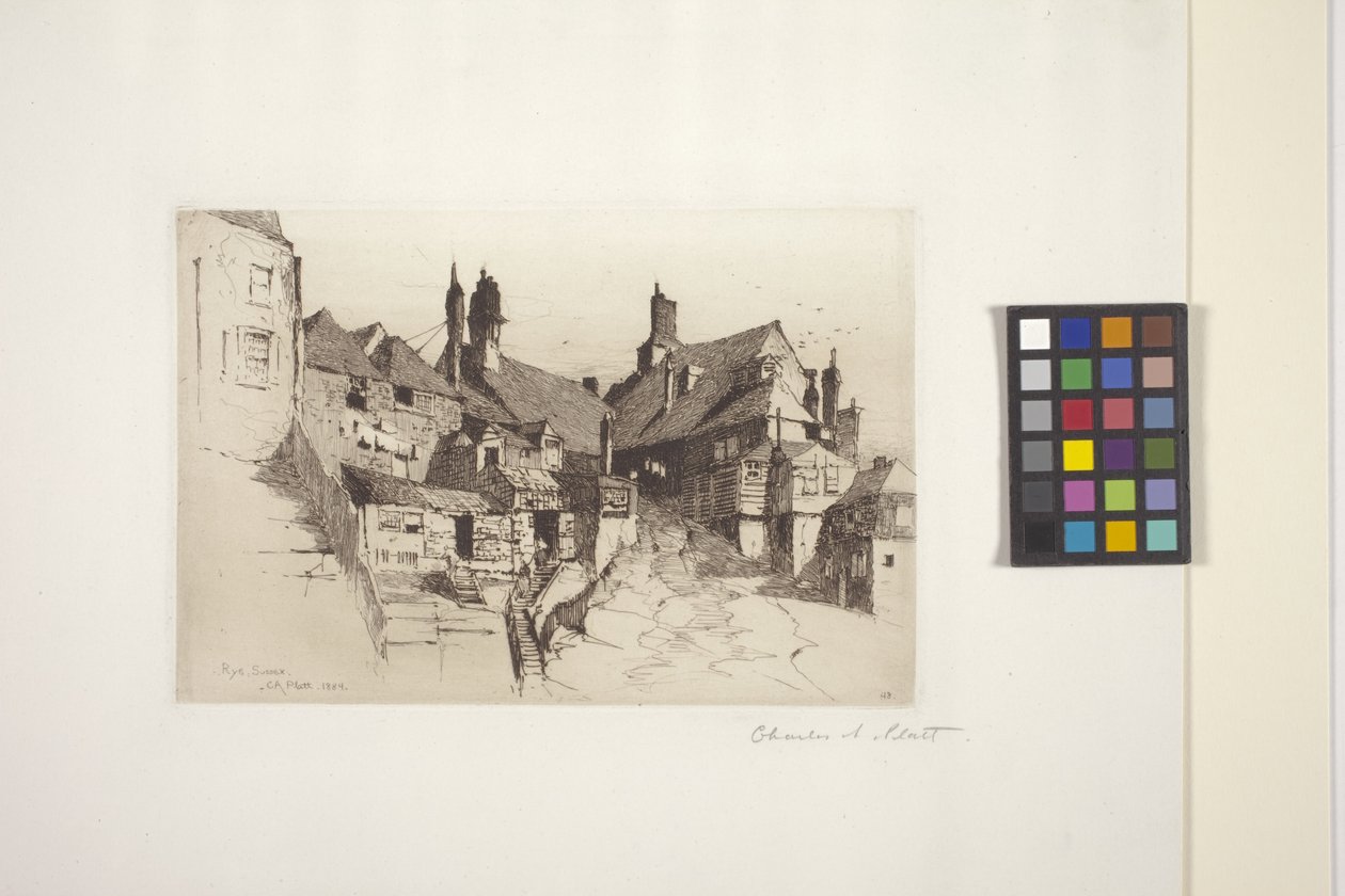 Rye, Sussex (etsing på papir) av Charles Adams Platt