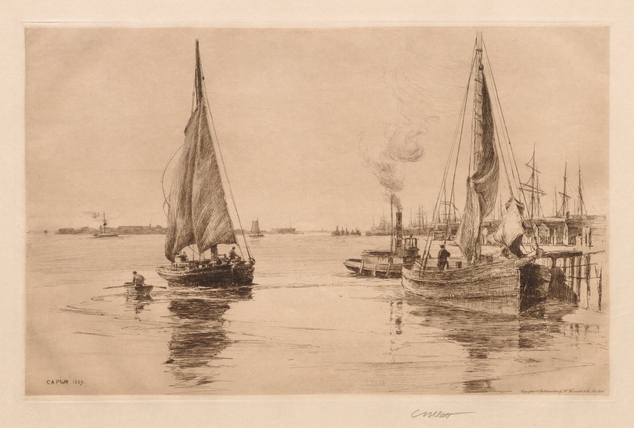 To sluper ved East River av Charles Adams Platt