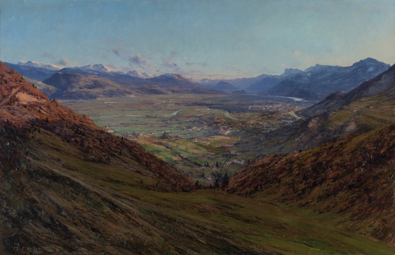 Grenoble sett fra veien til Sappey 1912 (Olje på lerret) av Charles Alexandre Bertier