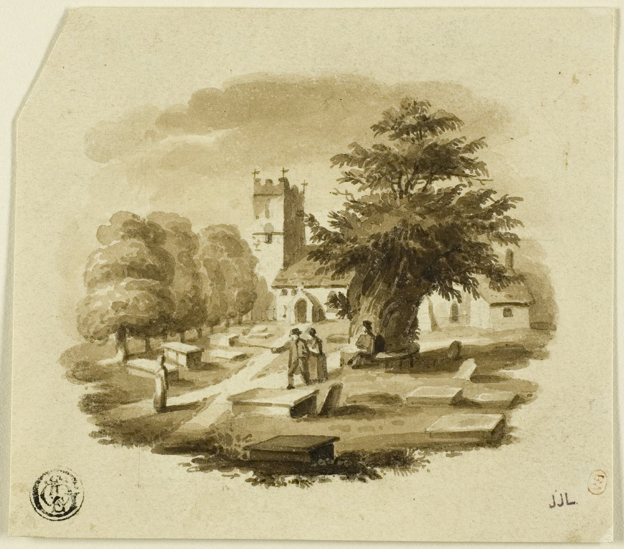 Figurer på kirkegården ved kirken av Charles Alfred Stothard