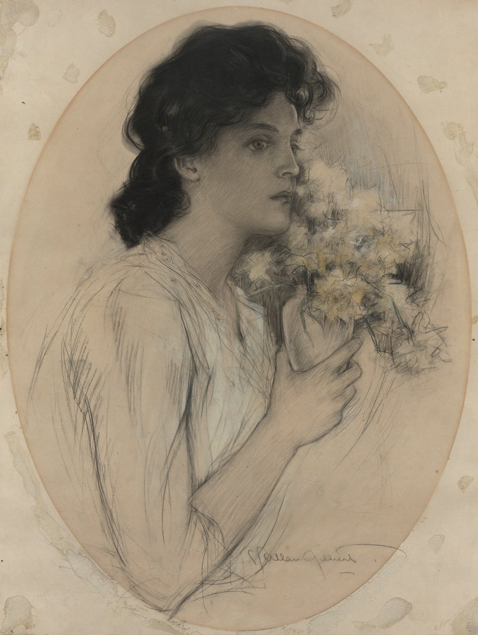 Jente med blomster av Charles Allan Gilbert