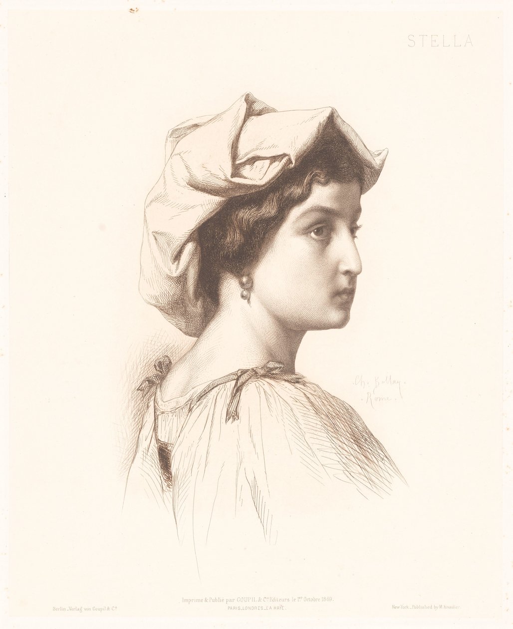 Portrett av en italiensk kvinne Stella (tittel på objekt) Portretter av italienske kvinner (serietittel) av Charles Alphonse Paul Bellay