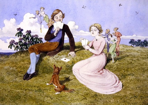 Hearts are Trumps (penn, blekk og akvarell på papir) av Charles Altamont Doyle