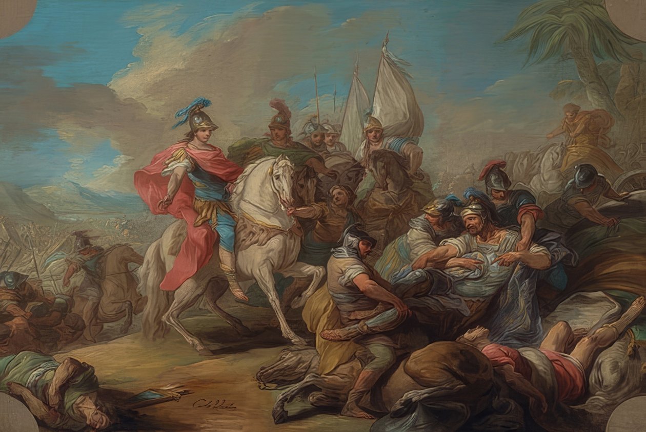 Alexander den stores seier over Porus. Rundt 1738 av Charles André van Loo