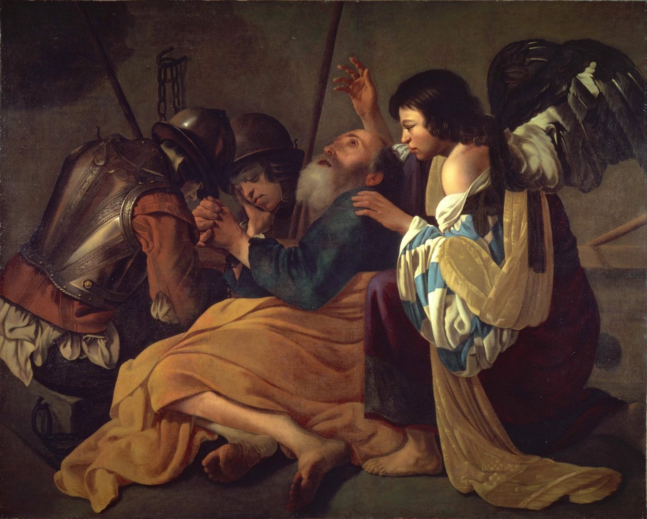 ""The Deliverance of Saint Peter"" Maleri fra skolen til Hendrick Terbrugghen (ter Brugghen) (1588-1629) National Museum of Western Art, Tokyo Japan av Charles Andrew Dyce