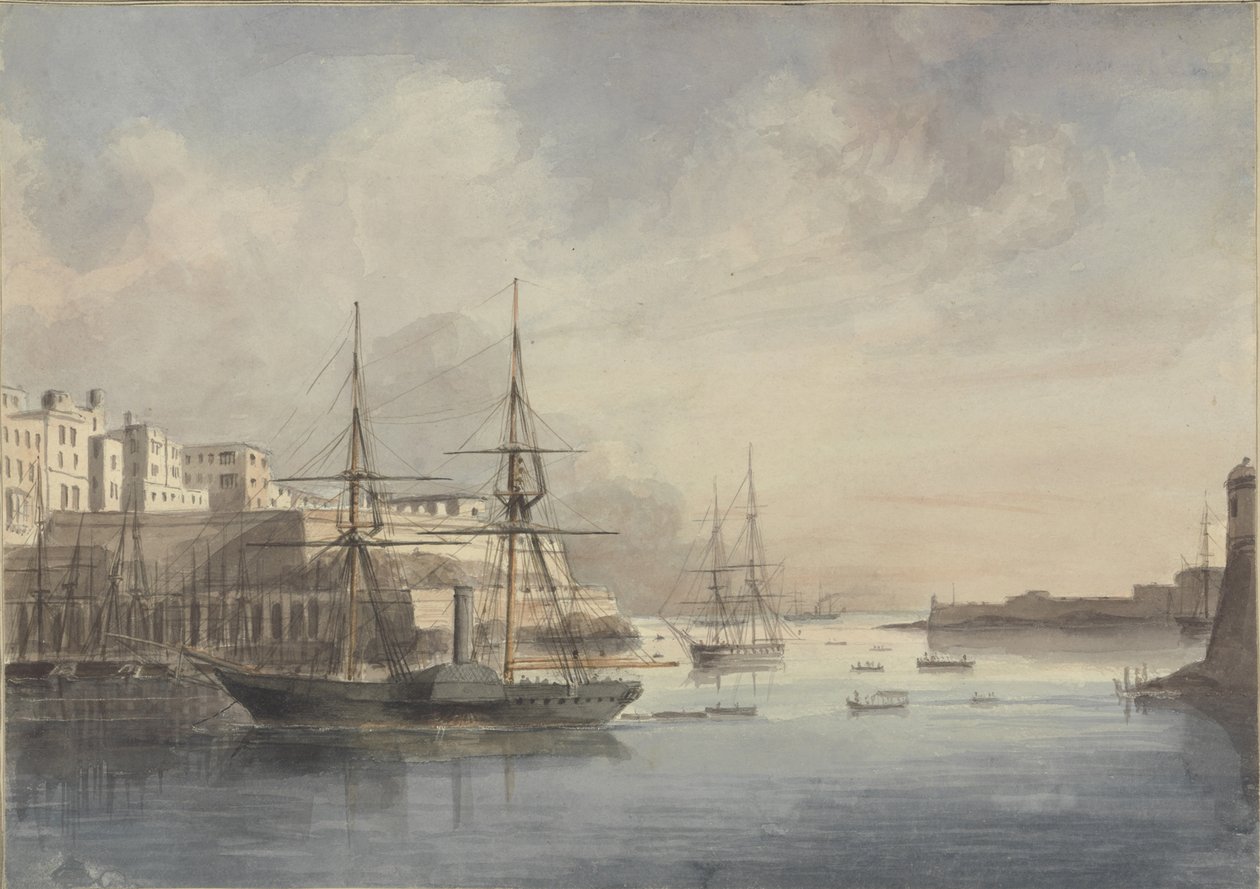 Utsikt på Malta, ca. 1849 av Charles Andrew Dyce