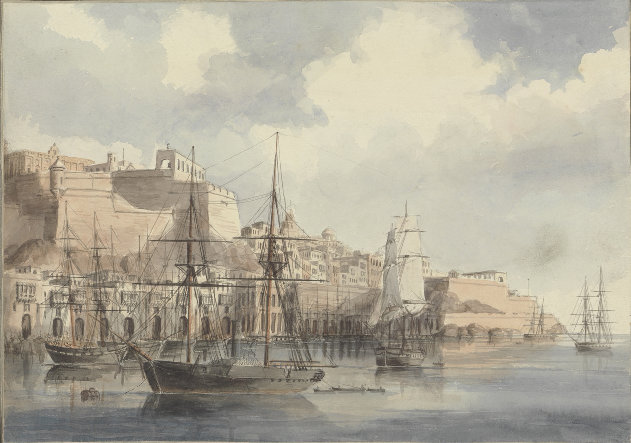 Utsikt på Malta, ca. 1849 av Charles Andrew Dyce
