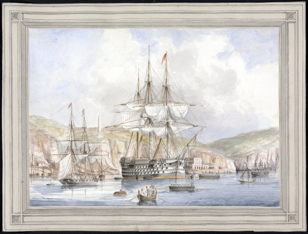 Vue de Malte (View at Malta) - Maleri av Charles Andrew Dyce (1816-1853), akvarell på papir (25,1x34,9 cm), ca. 1849 - Yale University (USA) av Charles Andrew Dyce