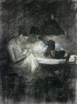 Sydamene (kull og hvitt kritt) av Charles Angrand