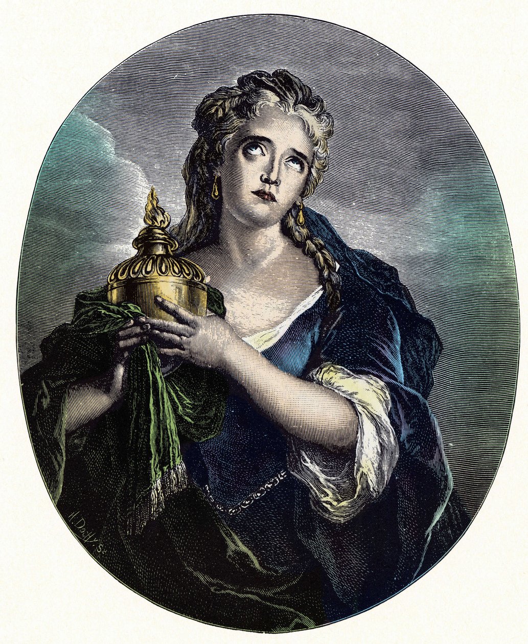 Adrienne Lecouvreur (1692-1730), fransk skuespillerinne i rollen som "" Cornelia "" i "Mort de Pompee" av Pierre Corneille. av Charles Antoine (after) Coypel