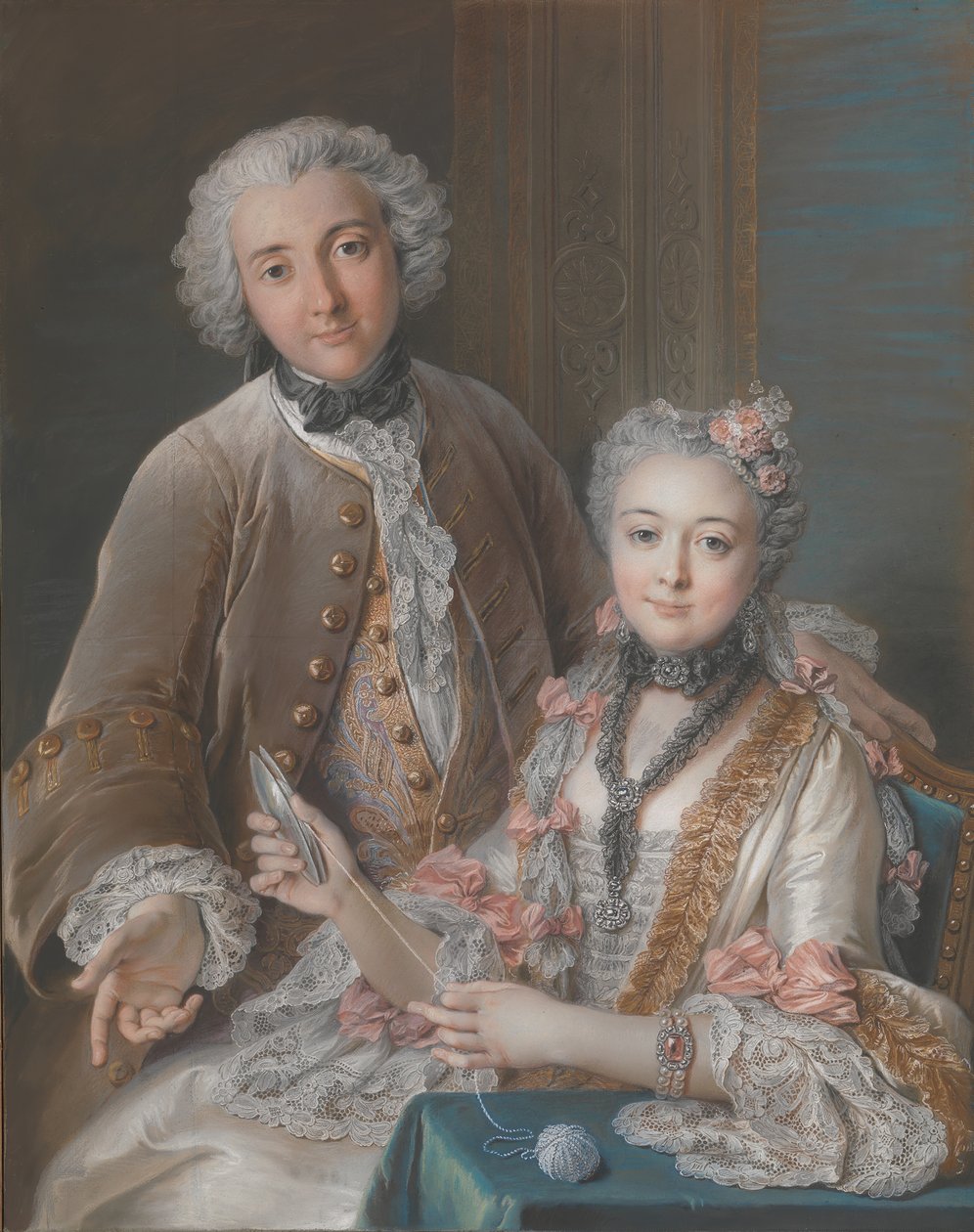 François de Jullienne 1722-1754 og hans kone Marie Élisabeth de Séré de Rieux, 1724-1795, 1743. av Charles Antoine Coypel