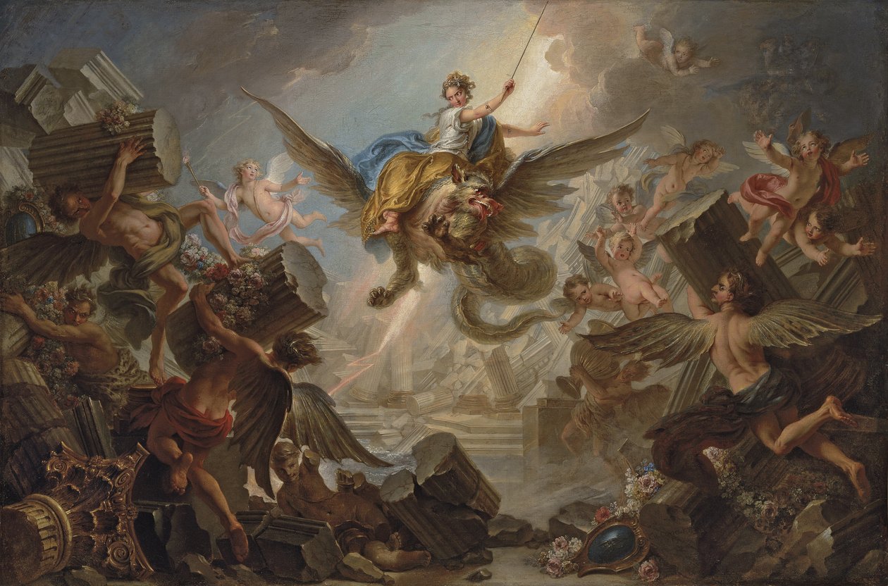 Ødeleggelsen av Palace of Armida, 1737 av Charles Antoine Coypel
