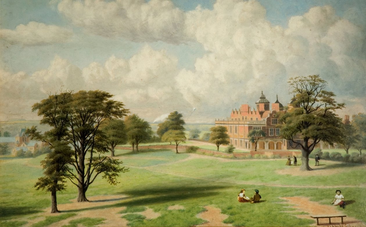 Aston Hall fra parken, 1891. av Charles Ashmore
