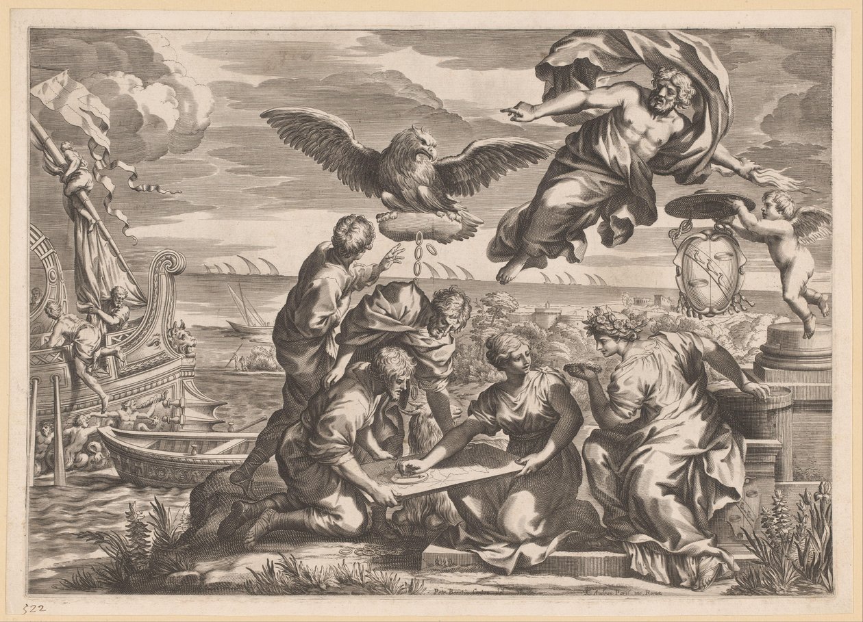 Allegori om den fremmede regelen med Geografia og Jupiter av Charles Audran