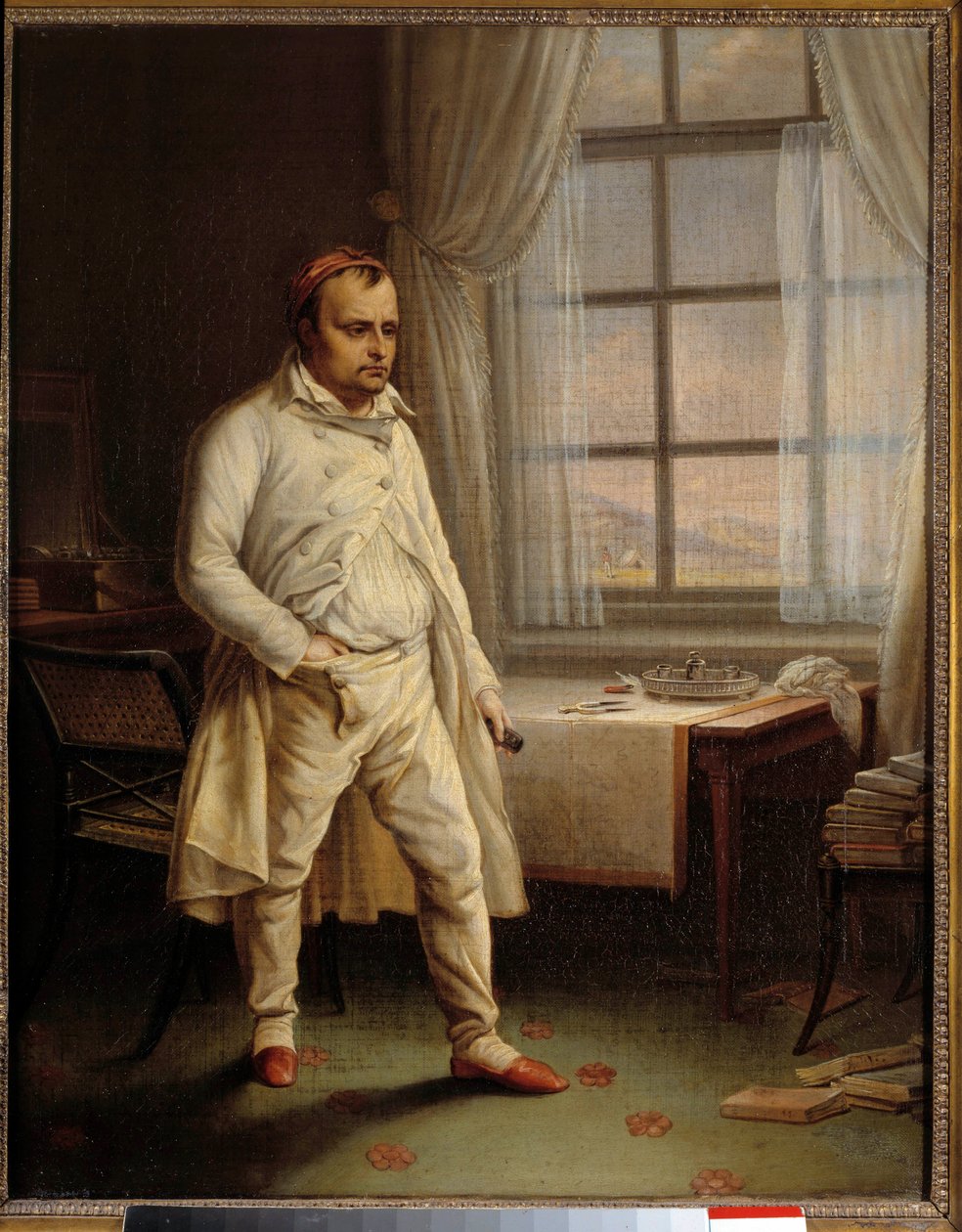 Portrett av Napoleon I (1769-1821) en Sainte Helene i et stykke ved Longwood som dikterer minnesmerkene hans Maleri av Charles Auguste Steuben (1788-1856) 1820 Søn. 0,62 x 0,51 m Ile D