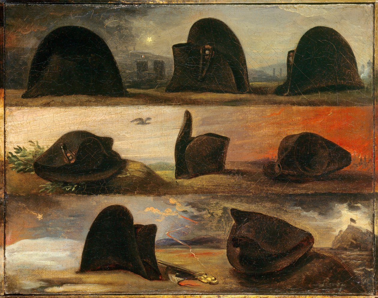 Epokene til Napoleon I eller Napoleons liv i åtte hatter. Maleri av Charles Auguste Steuben (1788-1856) Ec. Alle, v. 1826. Olje på lerret. Mål: 0,26 x 0,29 m. Malmaison, Musee Du Chateau av Charles Auguste Steuben