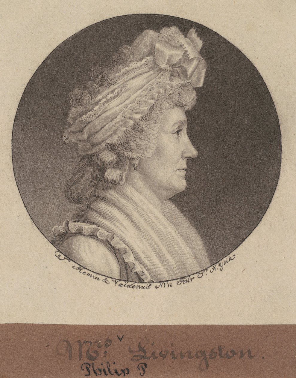 Sarah Johnson Livingston av Charles B. J. Févret de Saint Mémin
