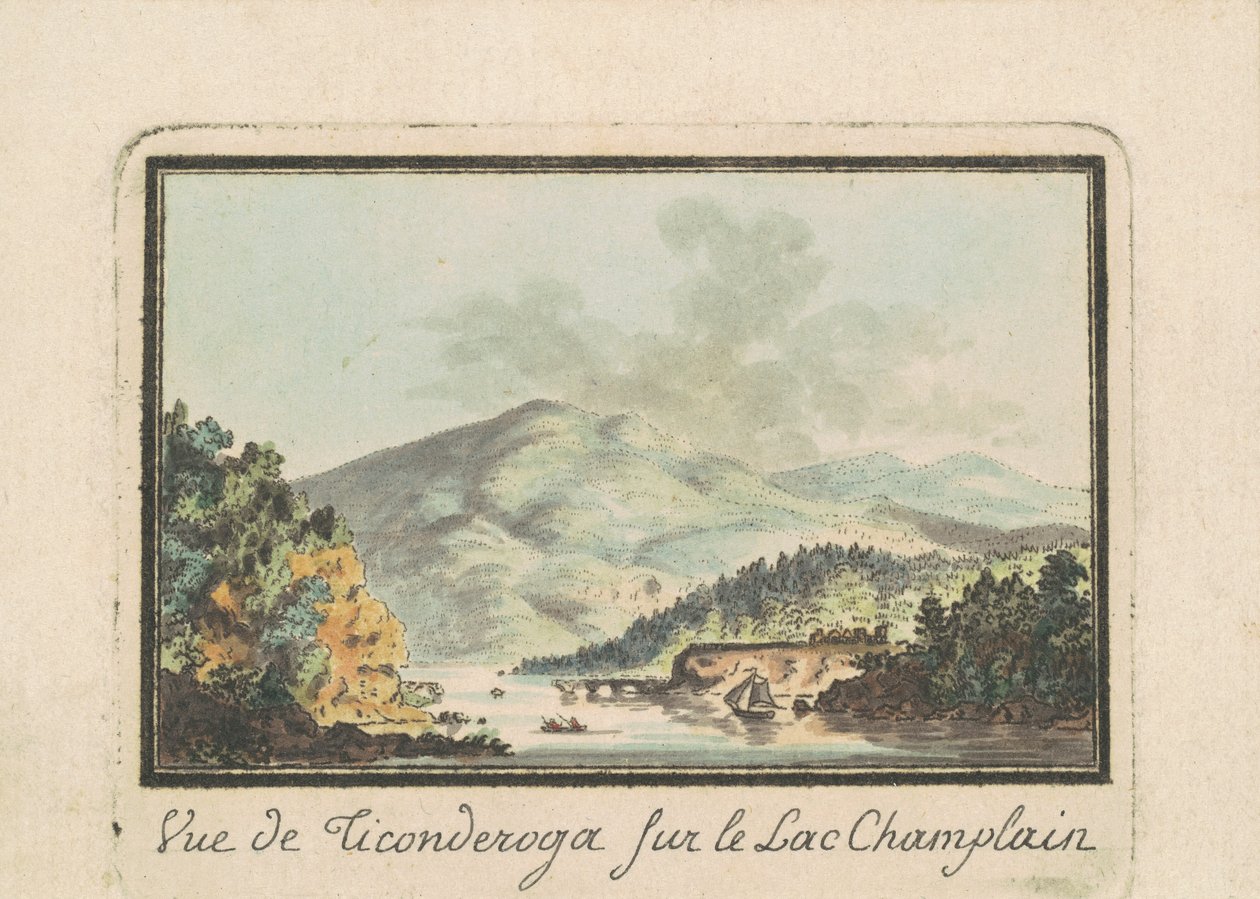 Utsikt over Ticonderoga fra Lake Champlain av Charles B. J. Févret de Saint Mémin