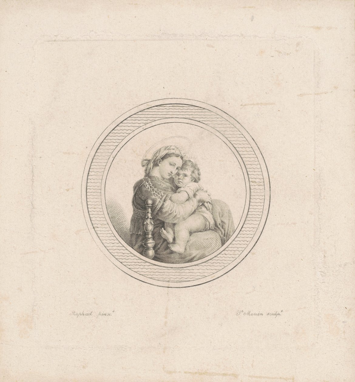Madonna av stolen av Charles B. J. Févret de Saint Mémin, after Raphael