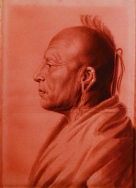 Cachasunglia, en Osage Warrior (blyant og kull på papir) av Charles Balthazar Julien Févret de Saint Mémin