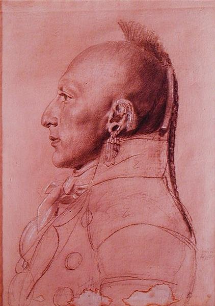 Portrait of a Chief of the Little Osages, ca. 1807 (fargestift på papir) av Charles Balthazar Julien Févret de Saint Mémin