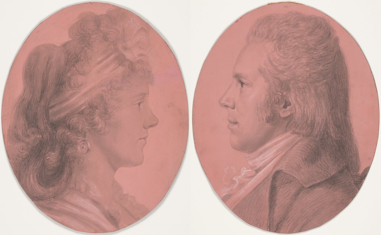 Portretter av Georges Arnold Fitzwilliam og portrett av Eleanor Ramsay Fitzwilliam; et par av Charles Balthazar Julien Févret de Saint-Mémin