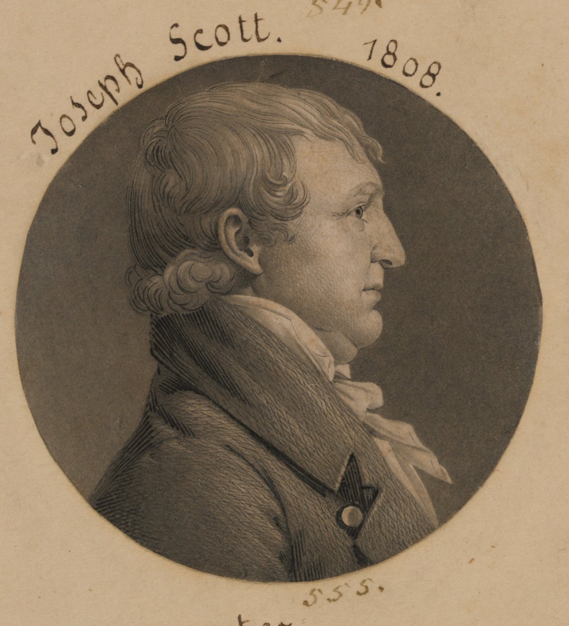Muligens Hubbard Taylor eller Joseph Scott av Charles Balthazar Julien Févret de Saint-Mémin